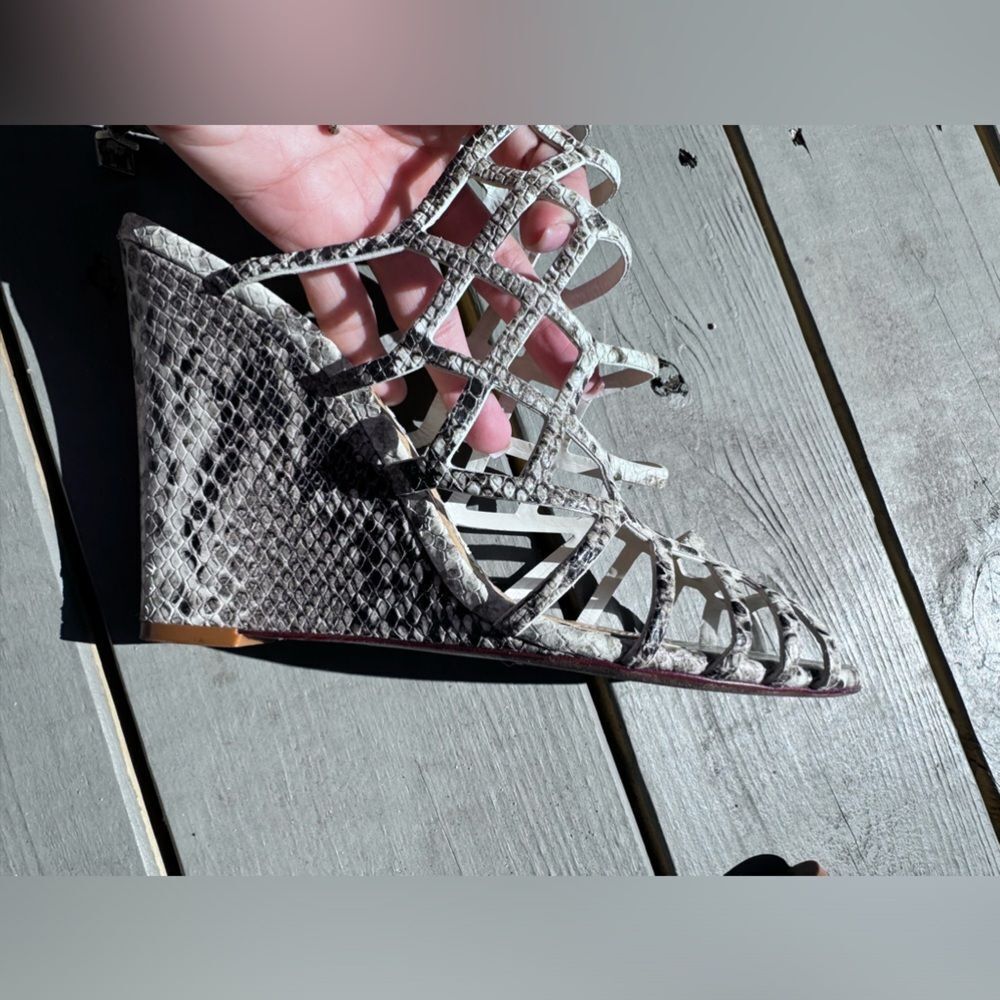 Schutz Wedge python Snakeskin Cobra Sandals 10